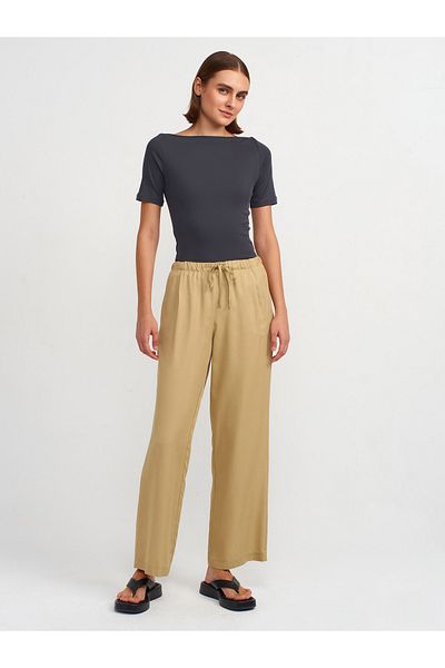 Dilvin 71535 Camel Colored Wide Leg Special Cut Trousers