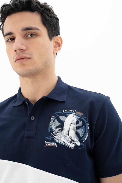 Arma Ανδρικό μπλουζάκι με γιακά πόλο Navy Blue Plus Size Y 25374866301
