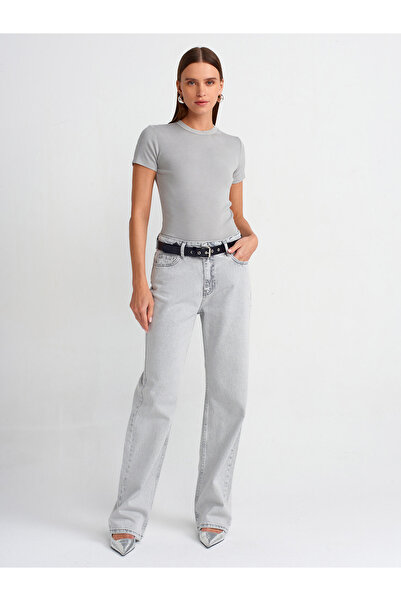 Dilvin 30457 Tricou cu efect de spălare - Gri deschis