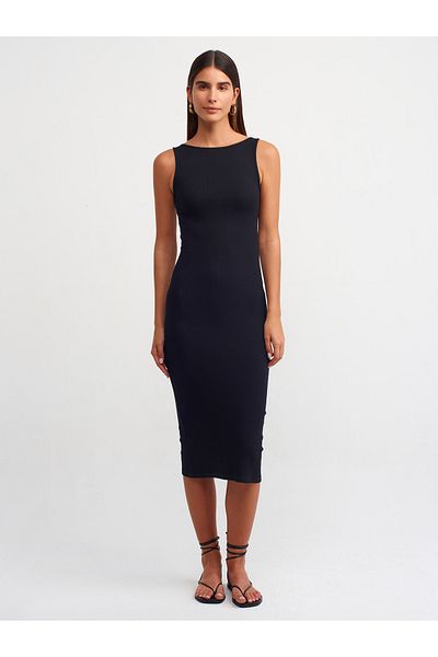 Dilvin 90892 Rochie lungă fără mâneci-neagră