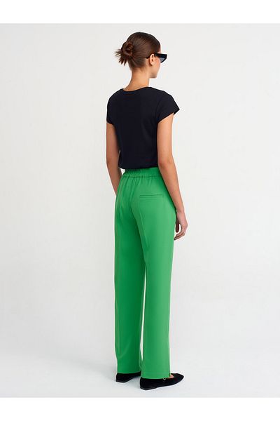 Dilvin 70538 Slit Straight Fit Trousers-green
