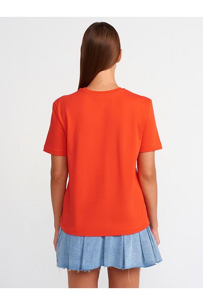 Dilvin 31069 Red Cotton Crew Neck T-shirt