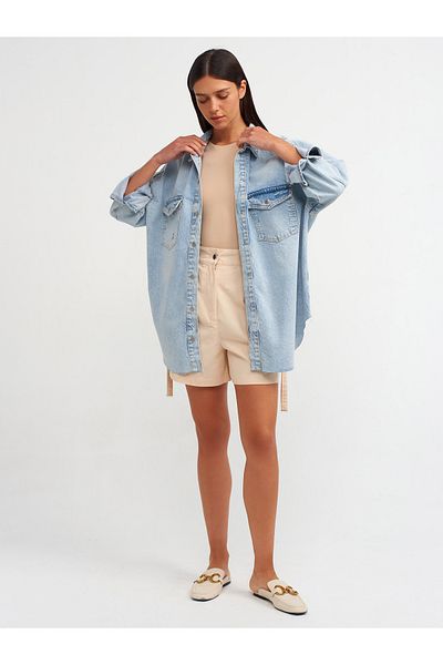 Dilvin 50720 Cămașă oversize din denim-albastru