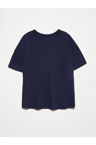 Dilvin 30123 Tricou Oversize-Albastru Marin