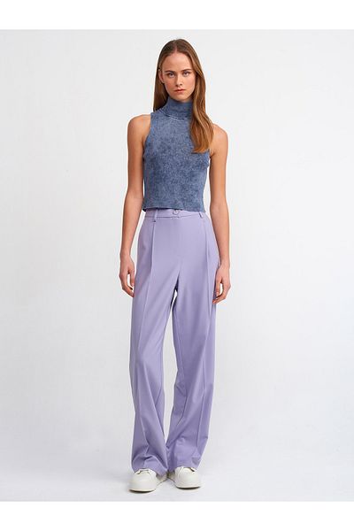 Dilvin 10511 Tricoturi cu jumătate de gât țestoasă cu efect pale Top-Indigo