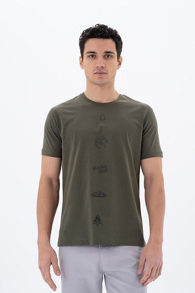 Arma Ανδρικό μπλουζάκι Khaki Regular Fit Crew Neck Y 25344405401