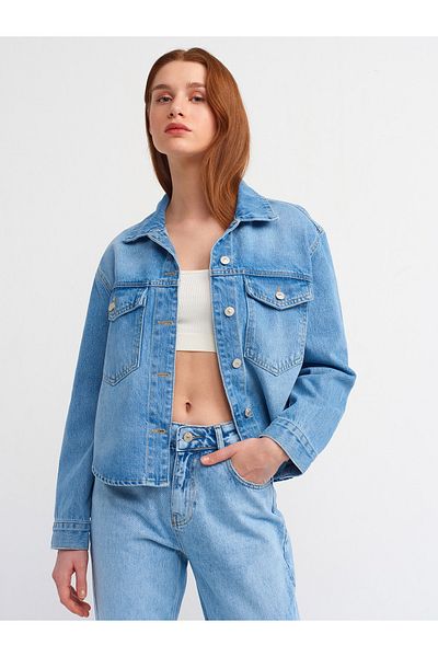 Dilvin 50719 Cămașă din blugi cu buzunare - Albastru