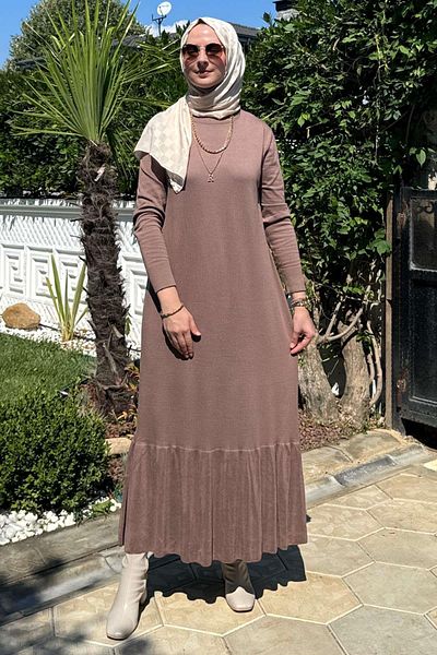 Rabia Şamlı Πλεκτό φόρεμα Milky Brown Dream