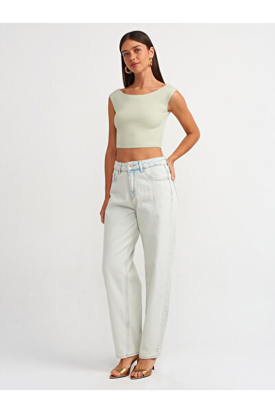 Dilvin 71505 Pantaloni din denim cu balon albastru deschis