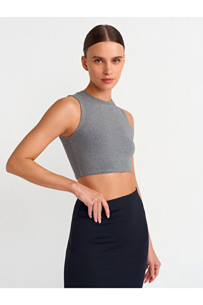 Dilvin 30998 Crop Top-Anthracite