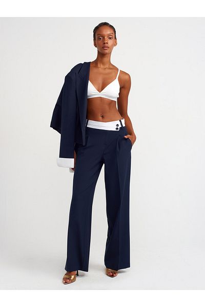 Dilvin 71532 Model - Contra Colored, Tailored Fit Trousers, Navy Blue