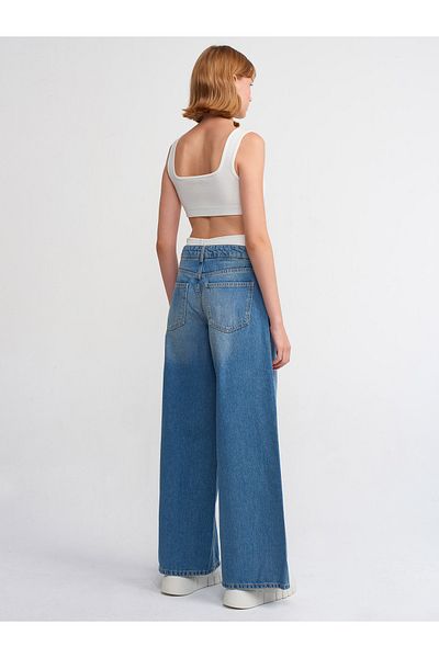 Dilvin 71386 Pantaloni largi din denim cu detaliu boxer