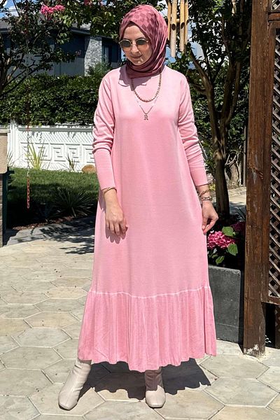 Rabia Şamlı فستان حلم تريكو وردي
