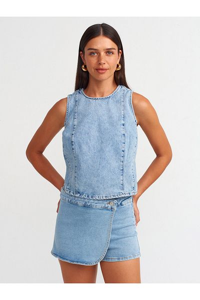 Dilvin 50730 Bustieră Blue Denim - Cravată la spate
