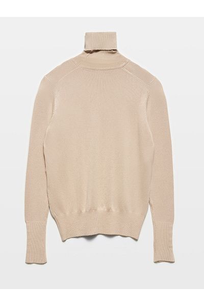 Dilvin 1268 Model Light Beige Turtleneck Drop Sweater