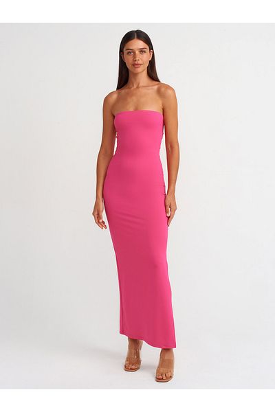 Dilvin 91176 Rochie midi fără bretele fuchsia