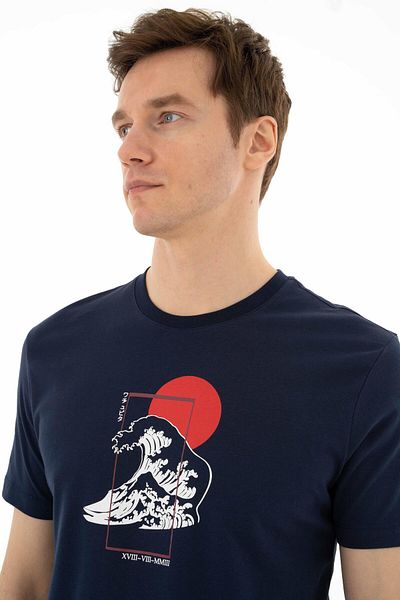 Arma Ανδρικό μπλουζάκι Navy Blue Regular Fit Crew Neck Y 25344405601