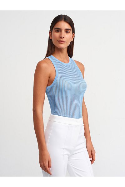 Dilvin 10410 Crew Neck Knitwear Athlete-Blue