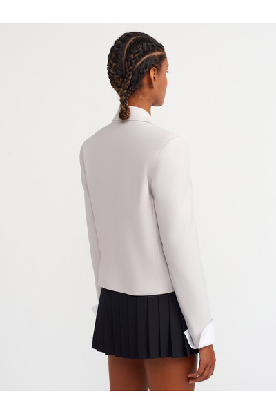 Dilvin 60740 Stone Color Contra Cuffed Blazer Jacket