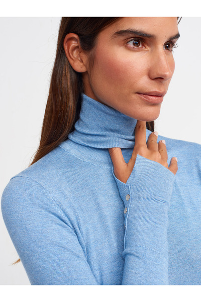 Dilvin 1268 Pulover cu mâneci cu gât roșu-A.Indigo M