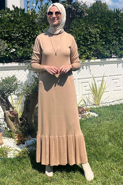Rabia Şamlı Πλεκτό φόρεμα μπεζ χρώματος Dream Brand