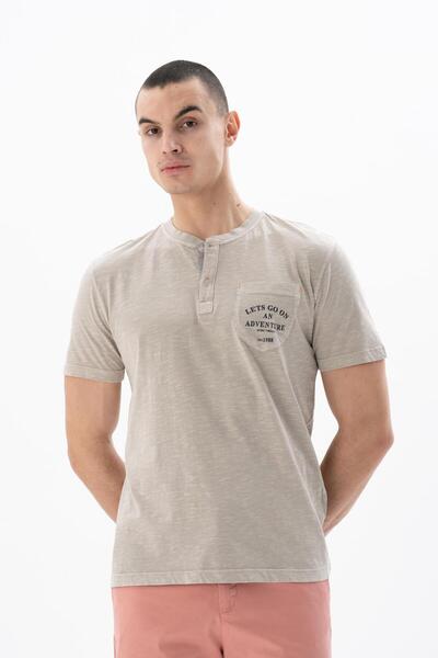 Arma Чоловічий сірий футболка з регулярним кроєм, фарбована, з коміром-стійкою Y25344490001