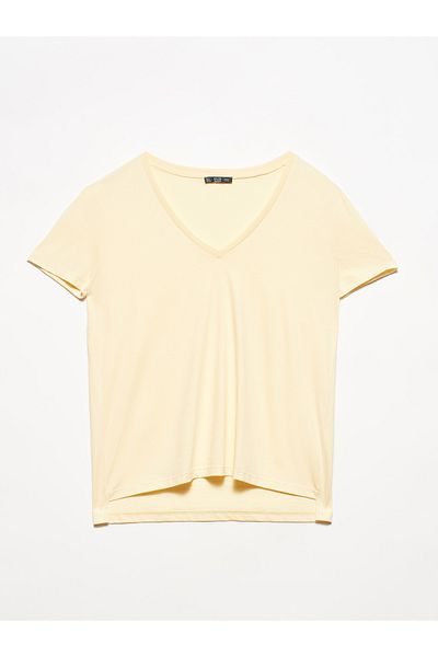 Dilvin 3470 V-Neck Basic T-shirt-t.κίτρινο