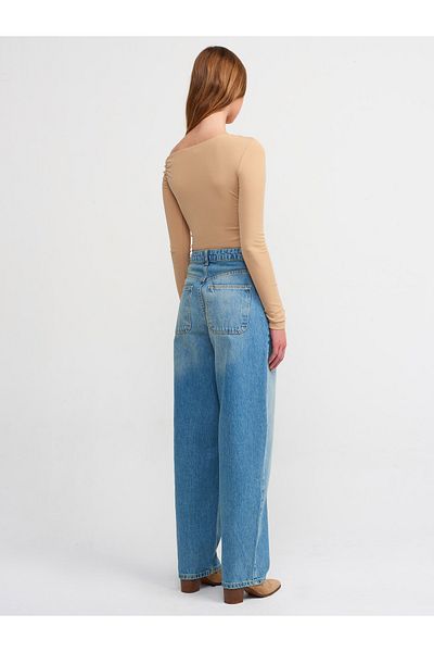 Dilvin 71415 Pantaloni din denim spalat cu nuanță-albastru
