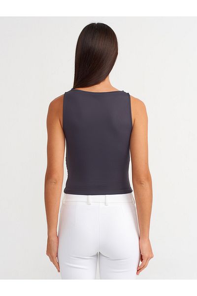 Dilvin 20827 Anthracite Sleeveless Gathered Ball