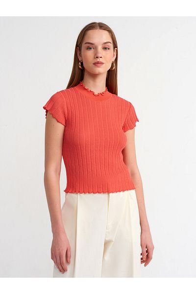 Dilvin 10518 Model Roșu Bluză De Tricot Transparentă