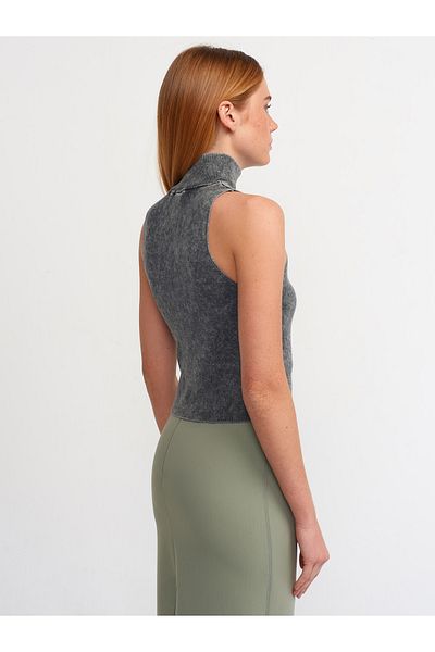 Dilvin 10511 Anthracite Color Half Turtleneck Faded Knitwear Ball
