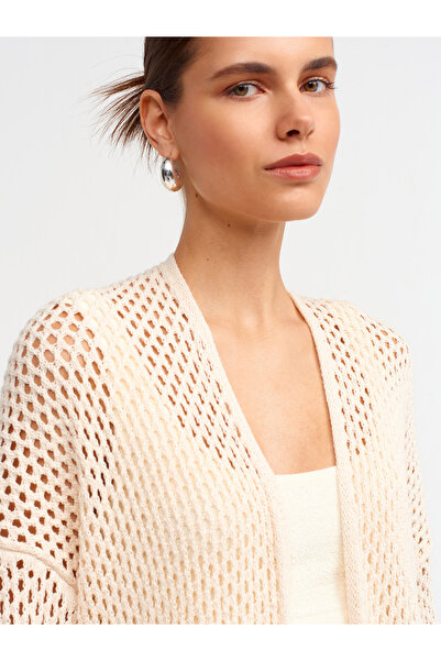 Dilvin 60227 Κιμονό μανίκι ανοιχτόχρωμη πλεκτή ζακέτα-φυσική