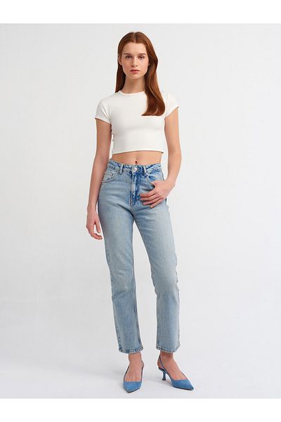 Dilvin 71469 Pantaloni drepti din denim-albastru