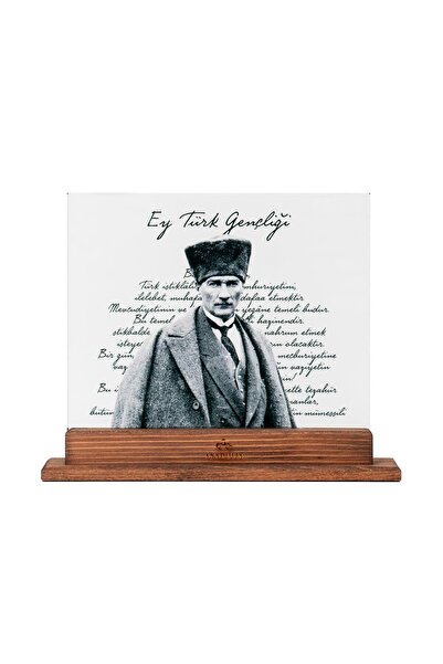 Anadolia Atatürk Ve Gençliğe Hitabe Dekoratif Cam Obje