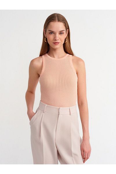 Dilvin 10410 Crew Neck Knitwear Athlete-Peach
