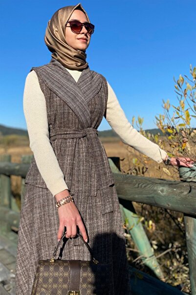 Rabia Şamlı Azize Skirt Vest Set Brown