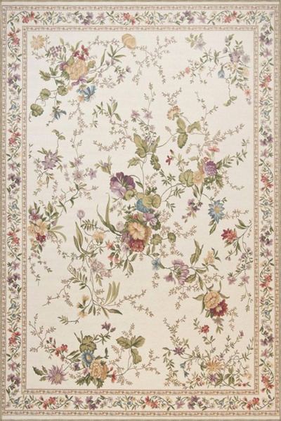 Rugs Modern Halı Krem Bordürlü Floral Temalı Desenli Dokuma Taban Halı ve Yık...