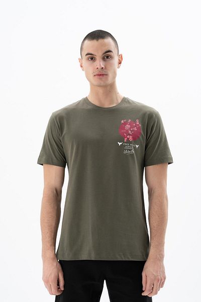 Arma Ανδρικό μπλουζάκι Khaki Regular Fit Crew Neck Y 25344405001