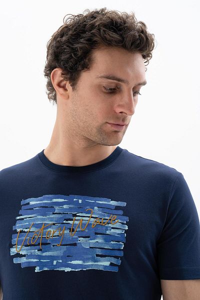 Arma Ανδρικό μπλουζάκι Navy Blue Regular Fit Crew Neck Y 25344403001