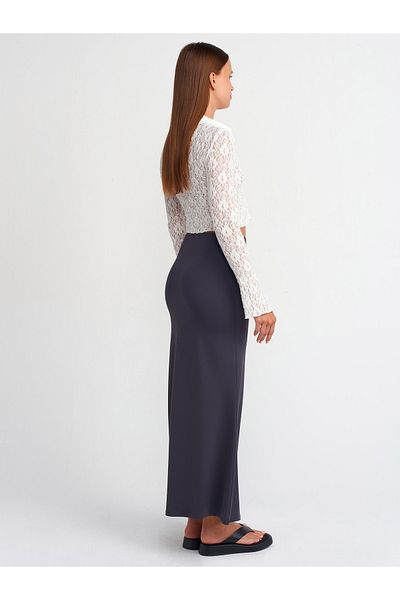 Dilvin 80362 Model High Waist Anthracite Maxi Skirt