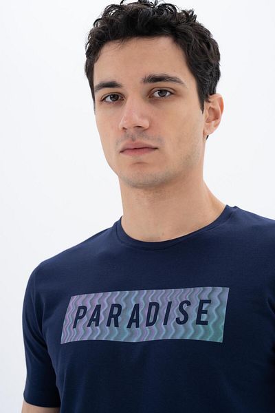 Arma Ανδρικό μπλουζάκι Navy Blue Slim Fit Crew Neck Y 25344451901