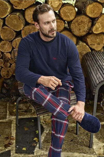 Aydoğan 13003 Ανδρικό Σετ Πιτζάμες Μακρυμάνικο Fleece Navy Blue