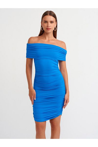 Dilvin 91153 Gathered Shoulders Saks Dress