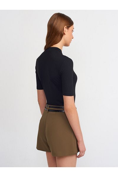 Dilvin 80820 Fustă pantaloni scurți cu curea dublă - kaki