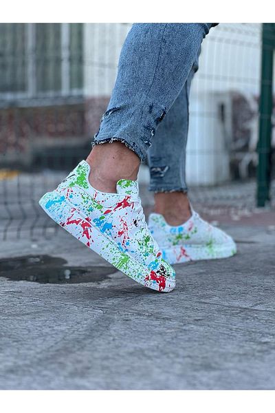 CEKAVE Green Painted Men's Casual Shoes