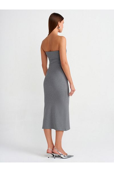 Dilvin 91127 Rochie midi antracit fără bretele