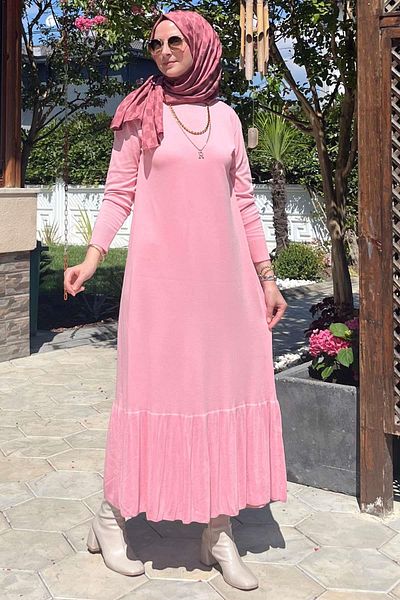 Rabia Şamlı فستان حلم تريكو وردي