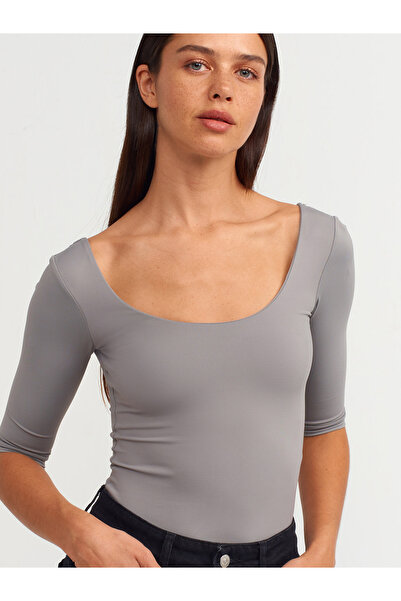 Dilvin 30900 Tricou Poliamidă Gri cu Gât Barcă