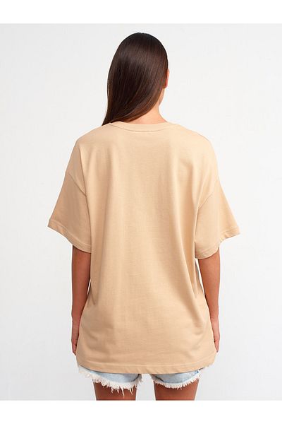 Dilvin 30310 Tricou supradimensionat din bumbac-bej