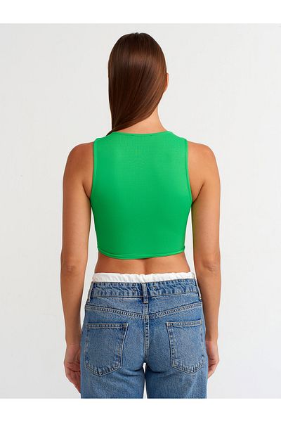 Dilvin Crop Top din poliamidă verde - 20902